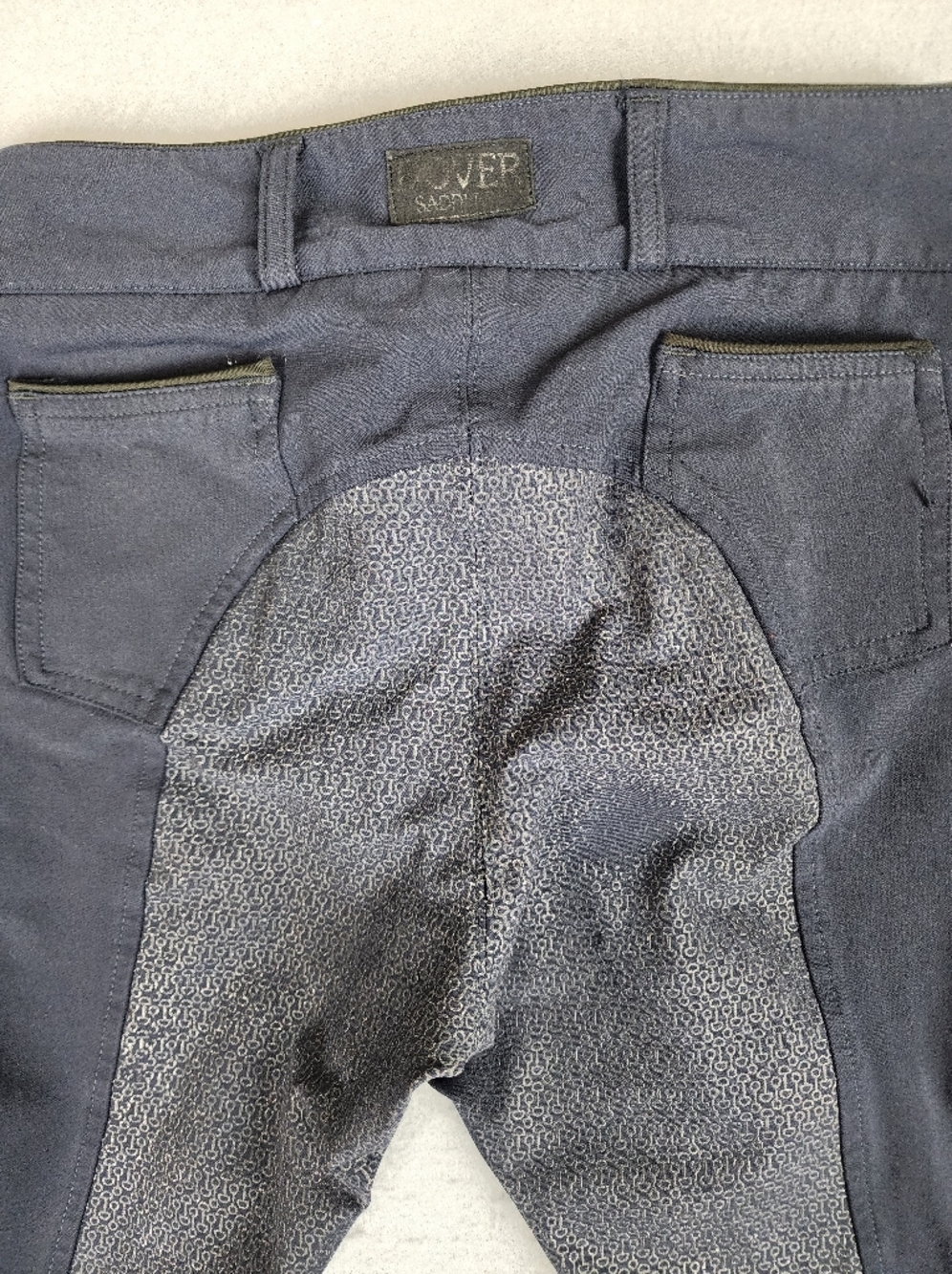 Dover Saddlery Navy Riding Breeches with Knee Patches Equestrian Horse - Picture 8 of 13